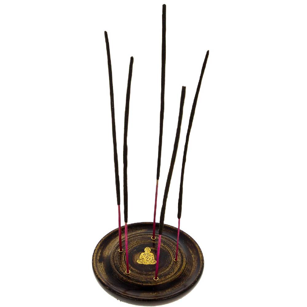Kunst Und Magie Buddha Halter für Räucherstäbchen Kegel Räucherstäbchenhalter aus Holz Rund 10cm Begrenzt auf 3 Tage