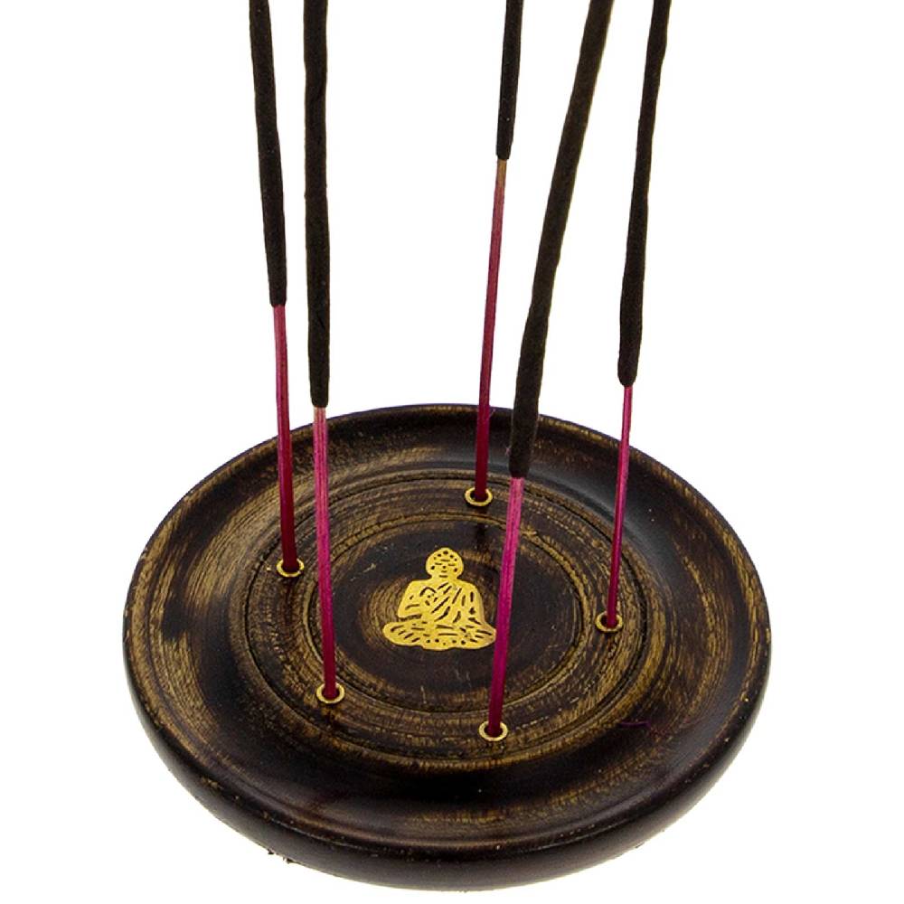 Kunst Und Magie Buddha Halter für Räucherstäbchen Kegel Räucherstäbchenhalter aus Holz Rund 10cm Begrenzt auf 3 Tage