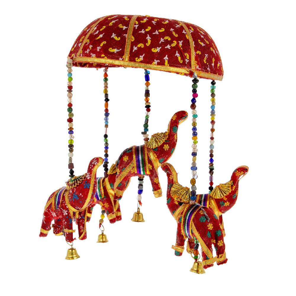 Kunst Und Magie Windspiel Indisches Elefanten Mobile mit Glocke Dekoration Black Friday Preise