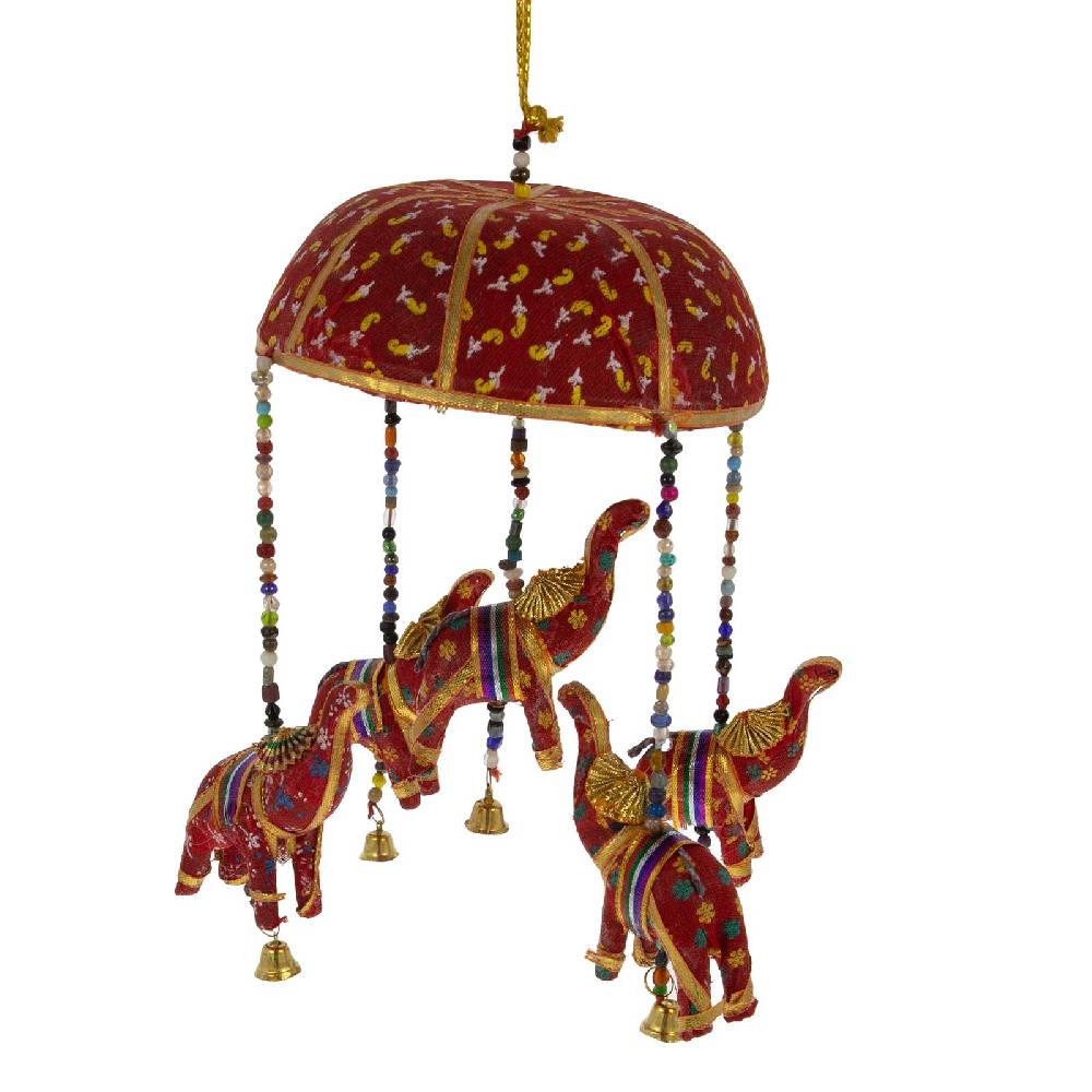Kunst Und Magie Windspiel Indisches Elefanten Mobile mit Glocke Dekoration Black Friday Preise
