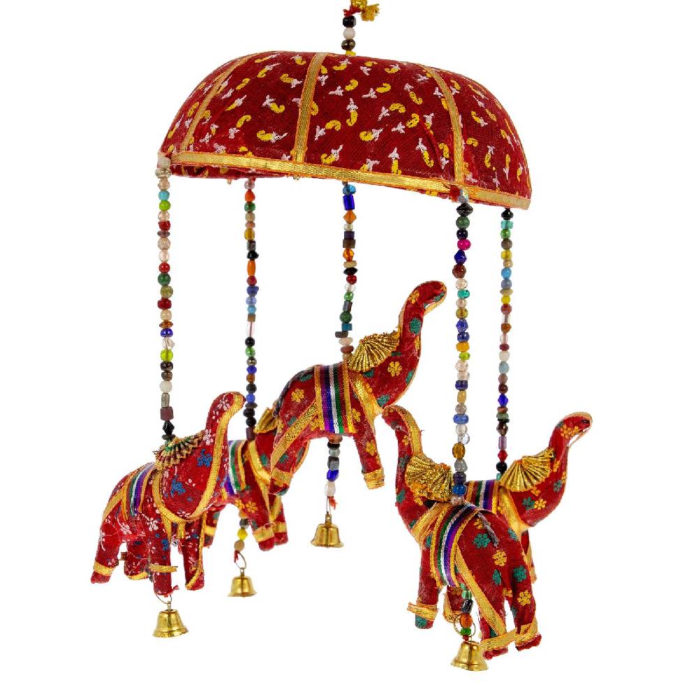 Kunst Und Magie Windspiel Indisches Elefanten Mobile mit Glocke Dekoration Black Friday Preise