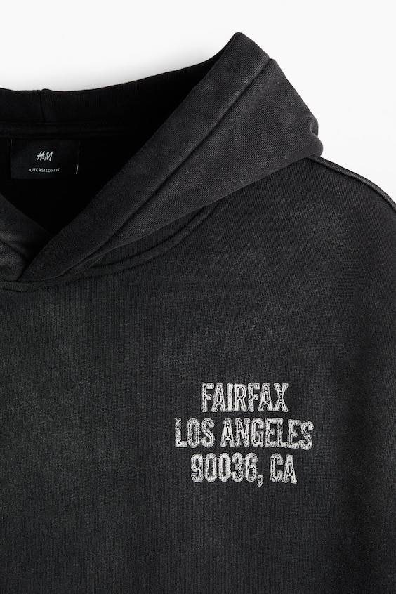 HM Bedruckter Hoodie in Oversized Fit Clearance-Verkauf