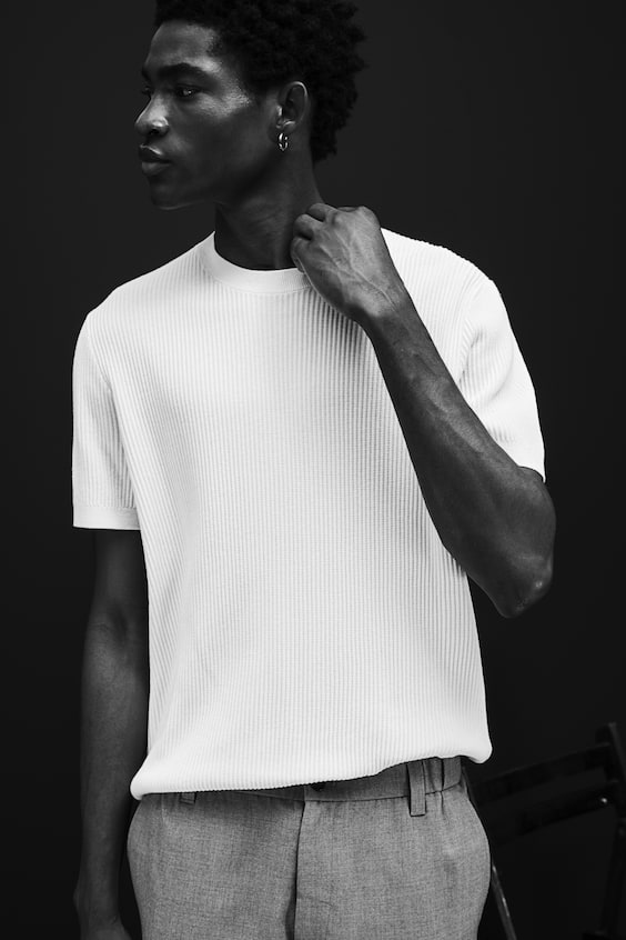 HM T-Shirt in Rippstrick Regular Fit 50% Rabatt für begrenzte Zeit