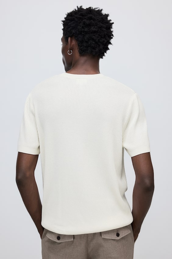 HM T-Shirt in Rippstrick Regular Fit 50% Rabatt für begrenzte Zeit