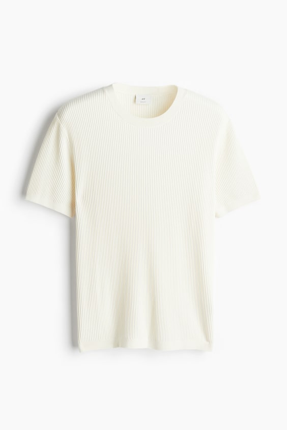 HM T-Shirt in Rippstrick Regular Fit 50% Rabatt für begrenzte Zeit