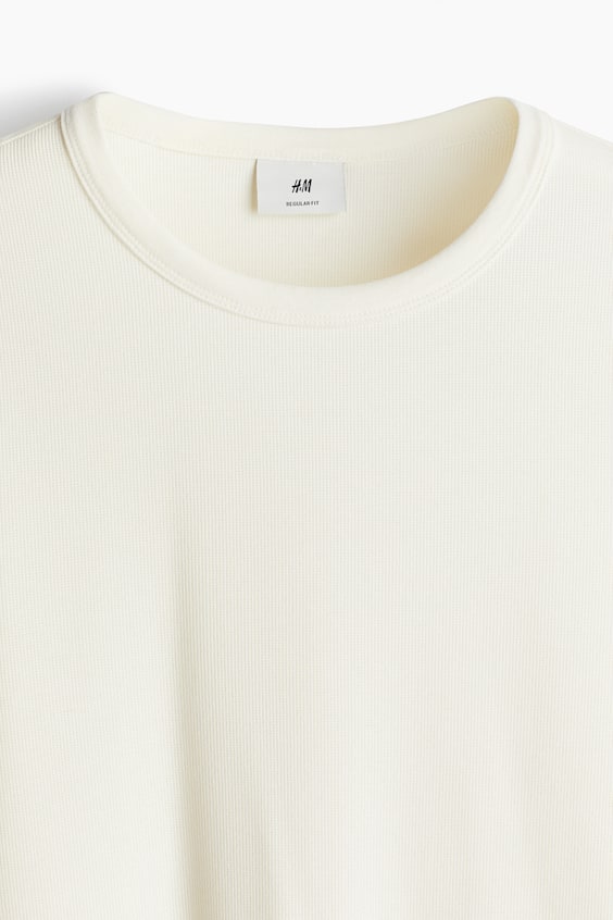 HM Langarmshirt mit Waffelstruktur in Regular Fit Auslauf
