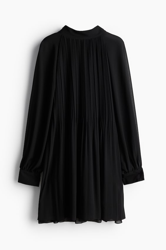 HM Plissiertes Kleid mit Bindekragen Zeitlich begrenztes Angebot