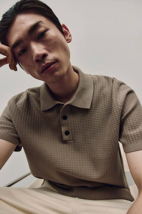 HM Poloshirt mit Struktur in Regular Fit Online Shopping