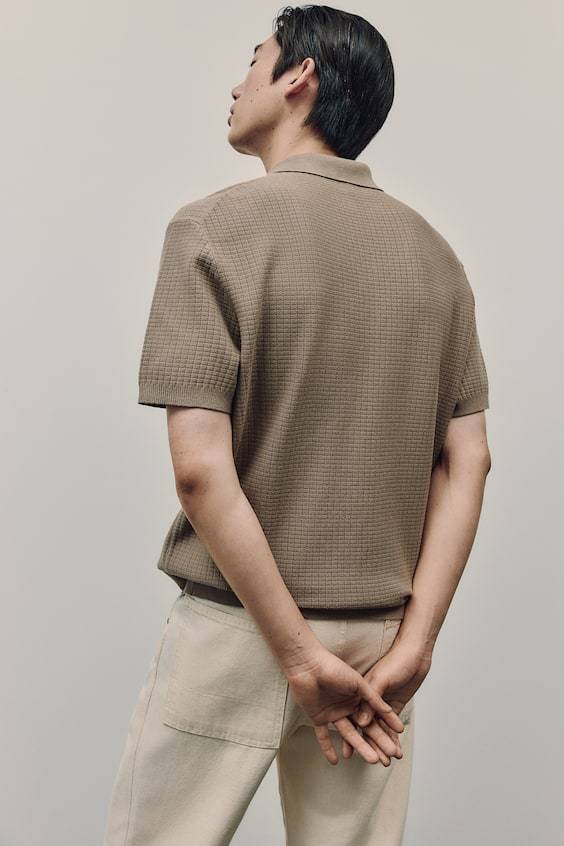 HM Poloshirt mit Struktur in Regular Fit Online Shopping