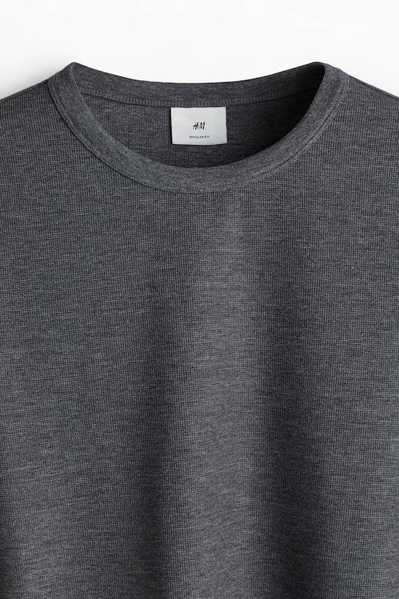 HM Langarmshirt mit Waffelstruktur in Regular Fit Kostenloser Versand