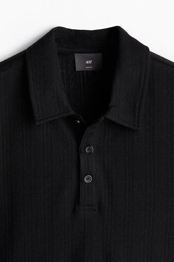 HM Poloshirt aus Strukturjersey in Slim Fit Neueste Mode