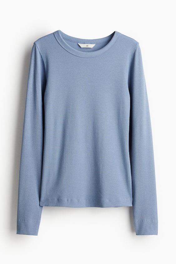 HM Geripptes Shirt aus Modalmix Räumungsverkauf