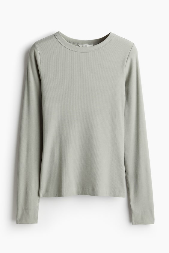 HM Geripptes Shirt aus Modalmix 50% Rabatt für begrenzte Zeit