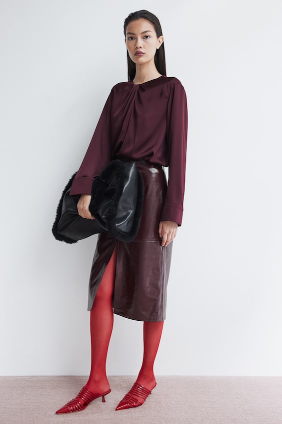 HM Satinbluse mit Faltendetail Auslauf