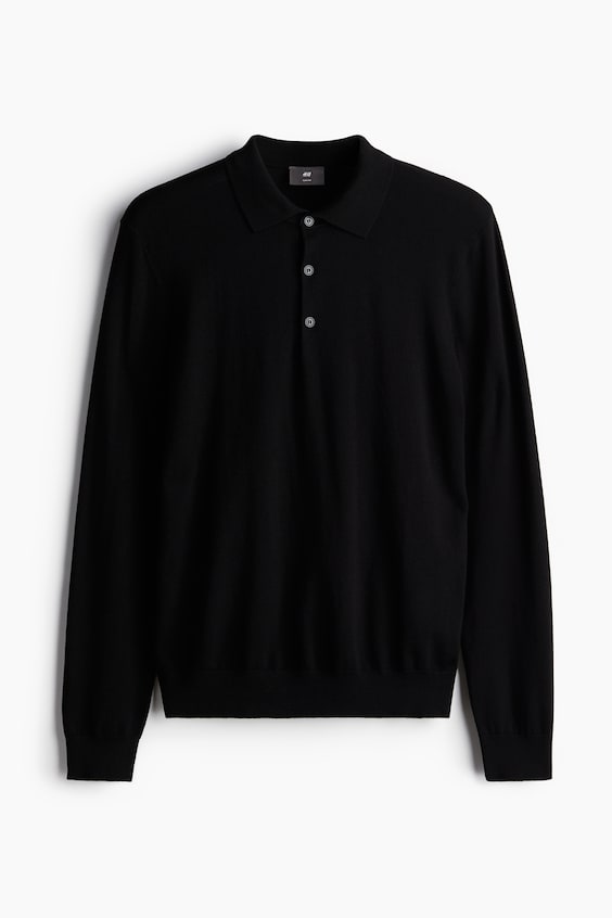 HM Feinstrick-Poloshirt in Slim Fit Cyber Monday