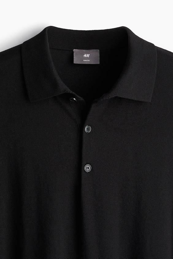 HM Feinstrick-Poloshirt in Slim Fit Cyber Monday