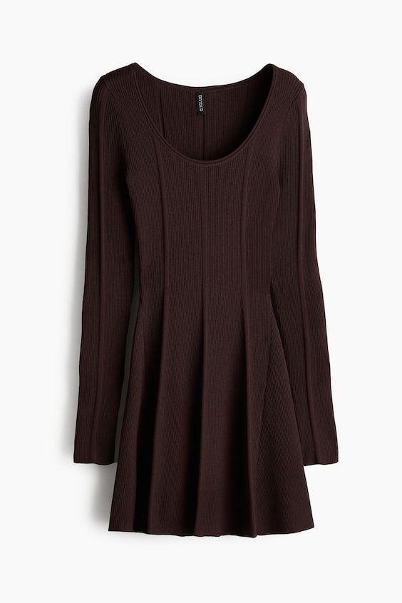 HM Flared-skirt rib-knit mini dress Super Sparpreis