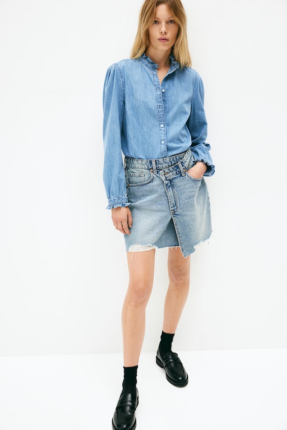 HM Denimbluse mit Volants Letzter Tag