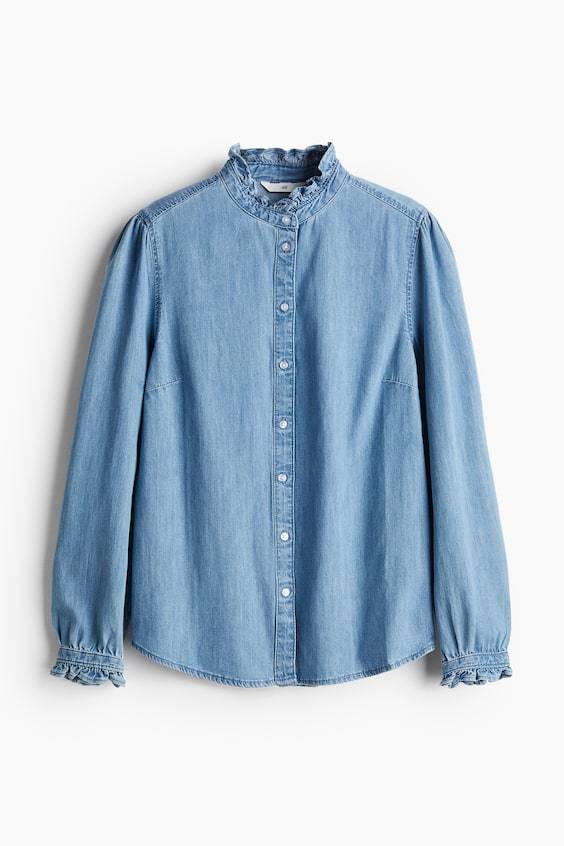 HM Denimbluse mit Volants Letzter Tag