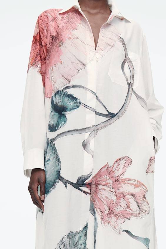 HM OVERSIZED-HEMDBLUSENKLEID MIT BLUMEN-PRINT Großer Ausverkauf