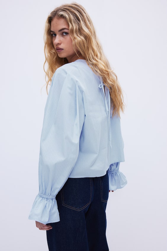 HM Baumwollbluse mit Bindedetail Räumungsverkauf