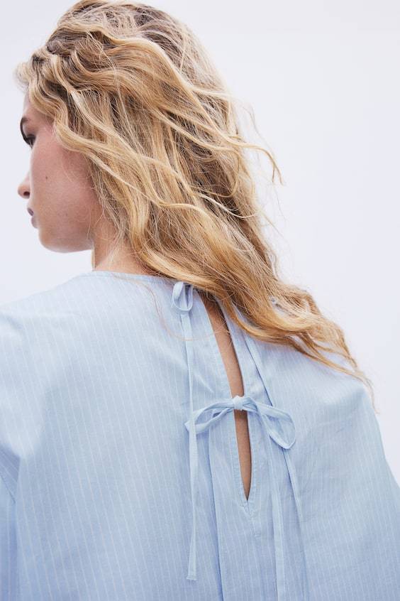 HM Baumwollbluse mit Bindedetail Räumungsverkauf
