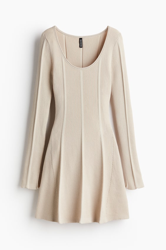 HM Flared-skirt rib-knit mini dress Riesige Ersparnisse