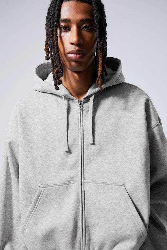 HM Kastiger, mittelschwerer Hoodie mit Reißverschluss Clearance-Verkauf