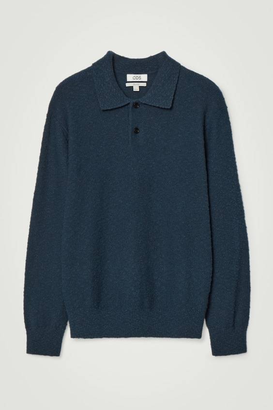HM LANGÄRMLIGES BOUCLÉ-POLOSHIRT zollfrei