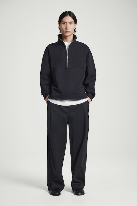 HM SWEATSHIRT AUS TWILL MIT KURZEM REISSVERSCHLUSS Auslauf