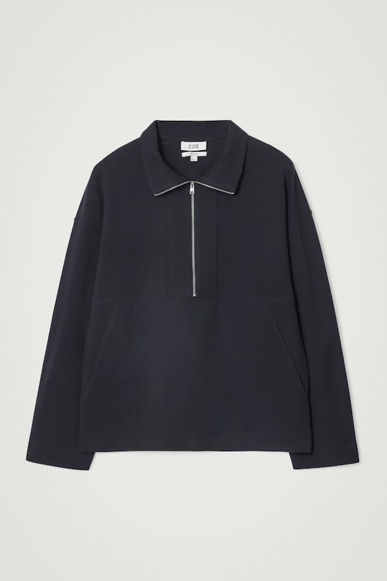 HM SWEATSHIRT AUS TWILL MIT KURZEM REISSVERSCHLUSS Auslauf