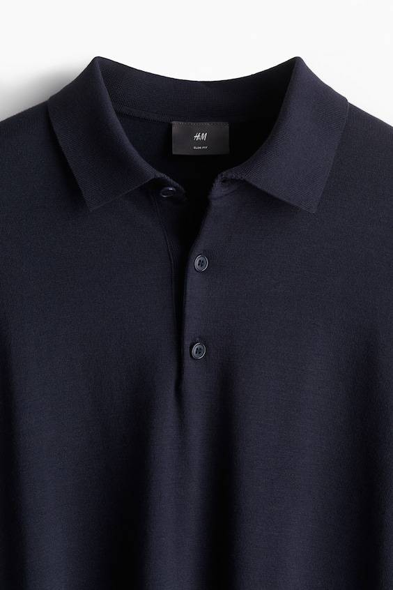 HM Feinstrick-Poloshirt in Slim Fit Begrenztes Angebot