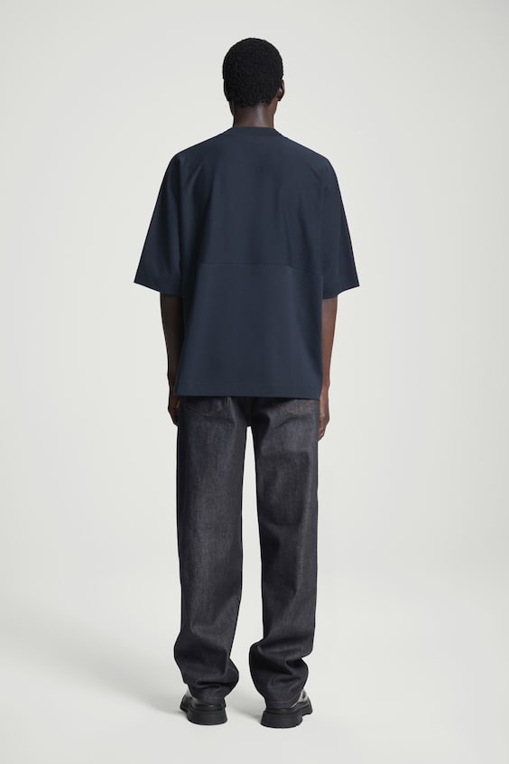 HM GEWICHTIGES OVERSIZED-T-SHIRT MIT KRAGEN Räumungsverkauf