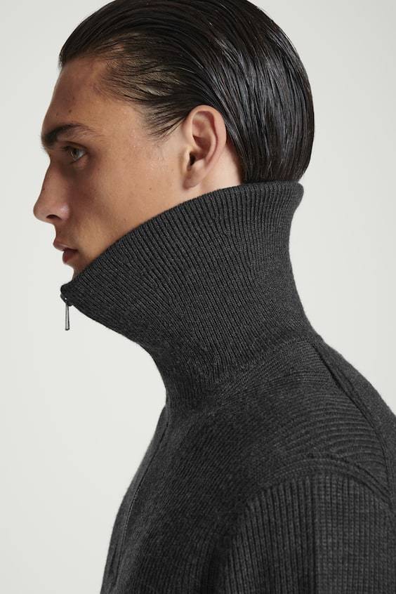 HM PULLOVER AUS WOLL-BAUMWOLL-MIX MIT REISSVERSCHLUSS JETZT KAUFEN