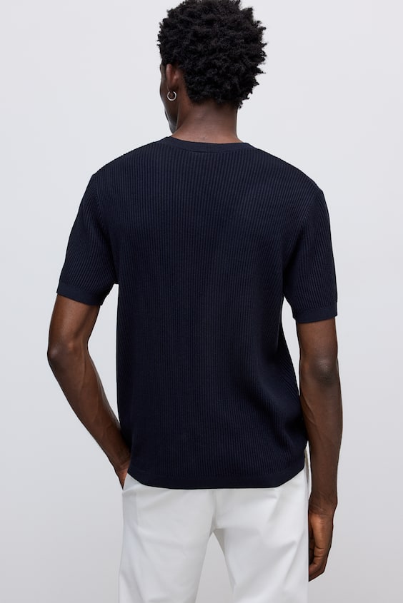 HM T-Shirt in Rippstrick Regular Fit Bis zu 60% Rabatt