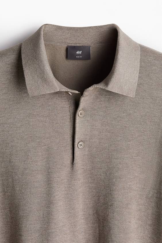 HM Feinstrick-Poloshirt in Slim Fit Clearance-Verkauf