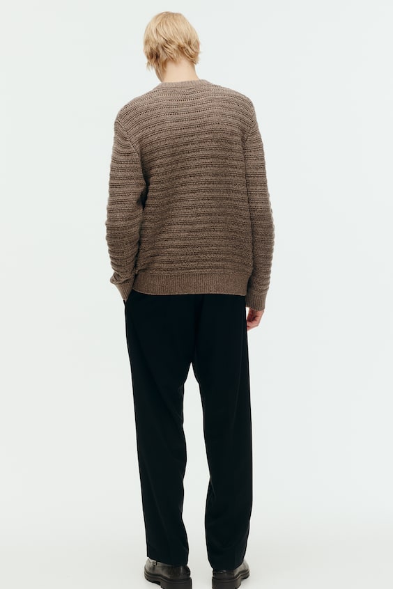 HM Pointellestrick-Pullover aus Wollmix Regular Fit 50% Rabatt für begrenzte Zeit