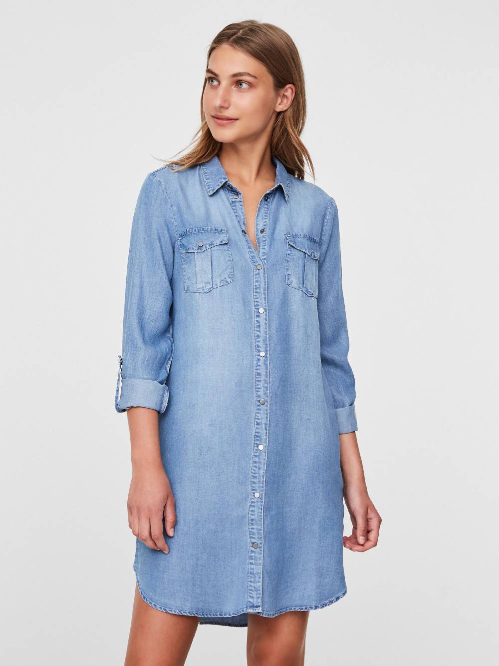 VERO MODA Shirt Dress 'VMSilla' in Blue Denim Schlussverkauf
