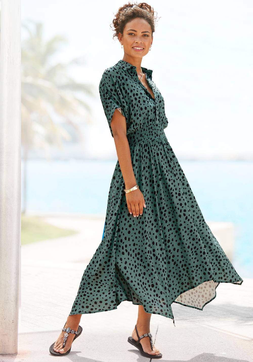 LASCANA Shirt Dress in Emerald Versandkostenfrei