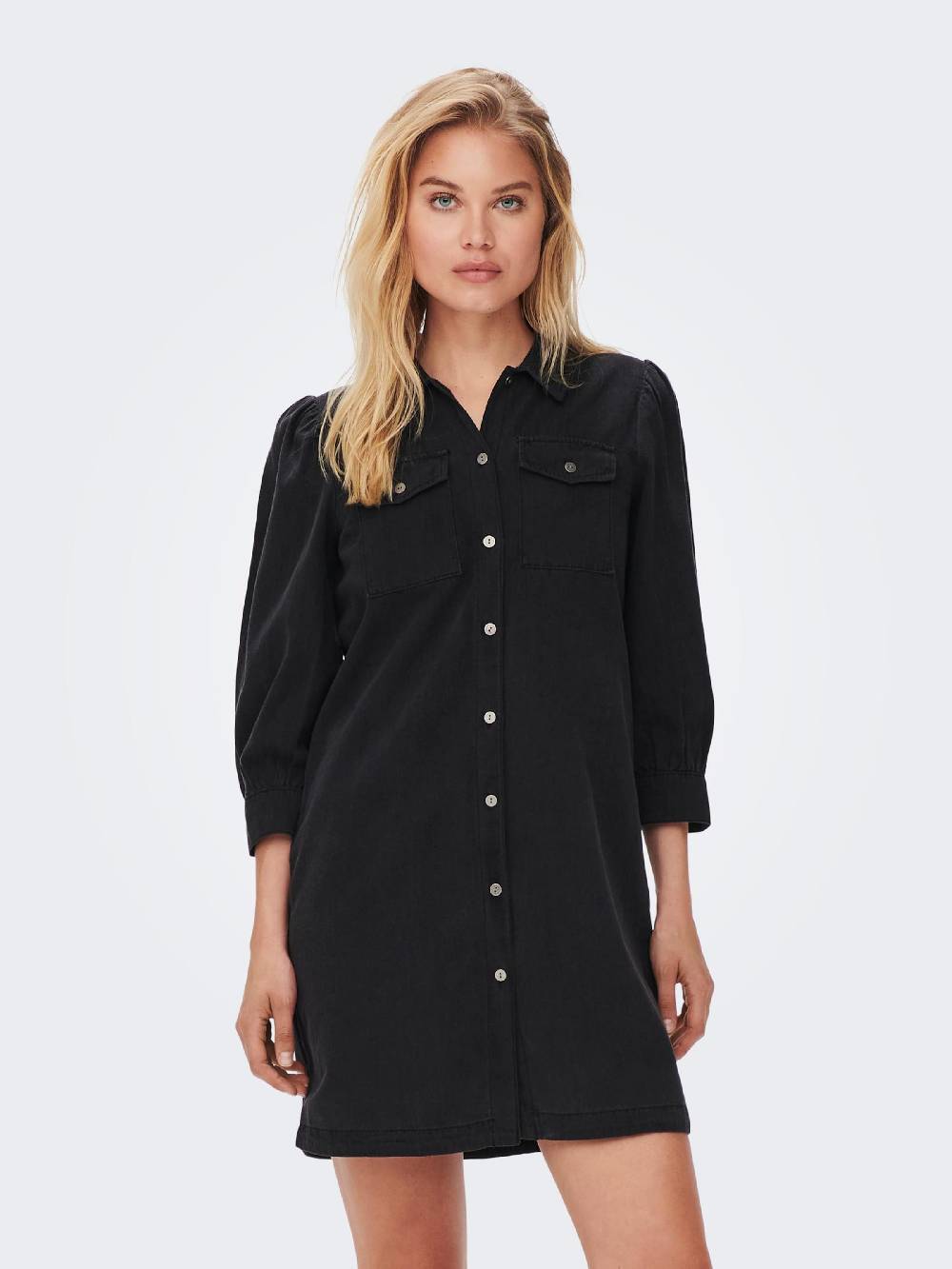 ONLY Shirt Dress 'ONLFELICA' in Black Denim Flash Sale