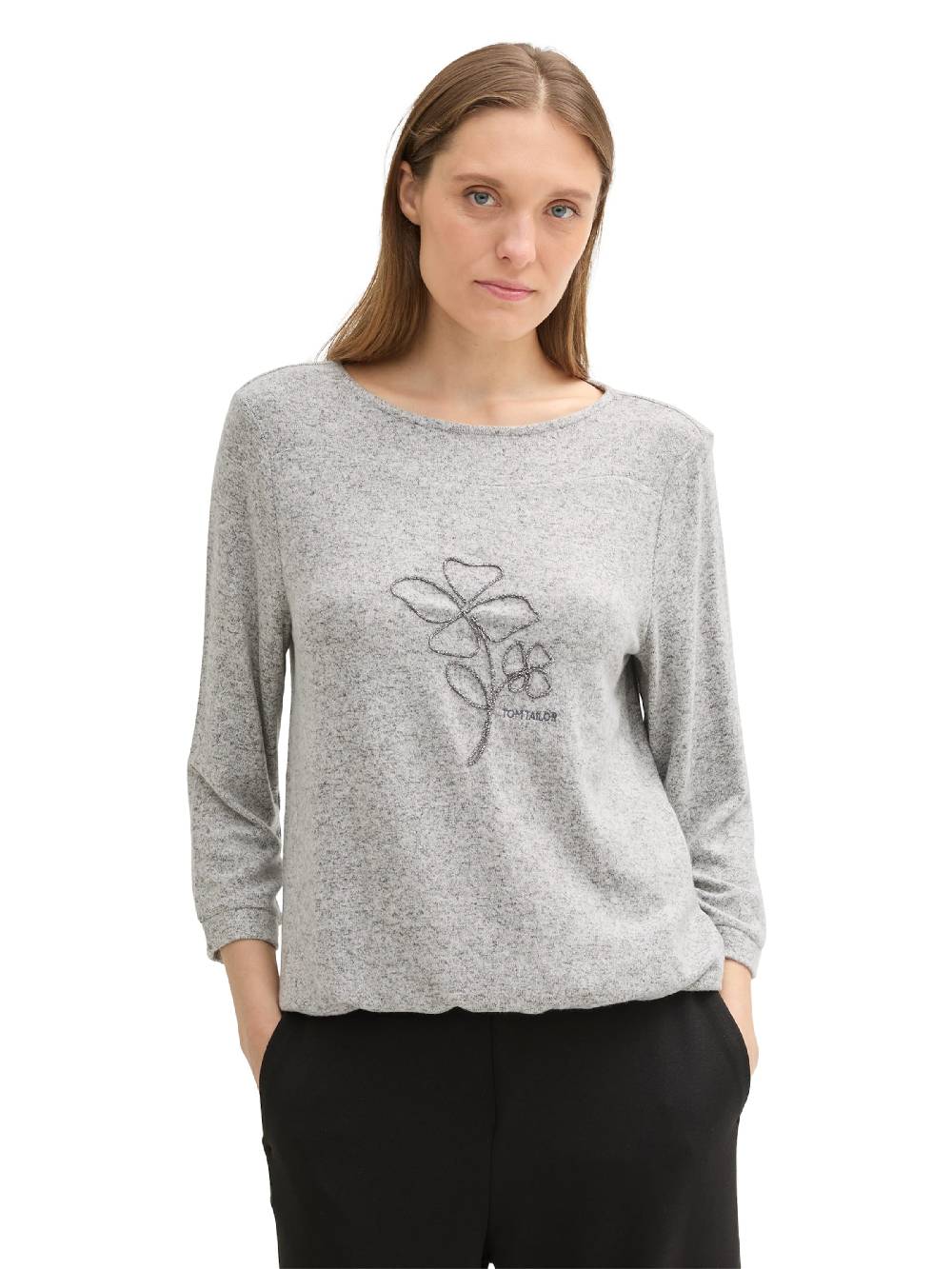 TOM TAILOR Shirt in Mottled Grey Zeitlich begrenztes Angebot