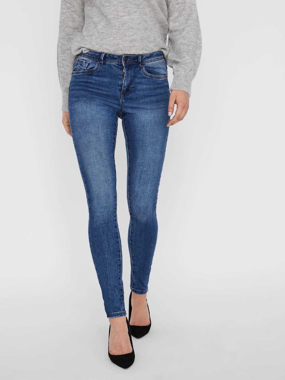 VERO MODA Skinny Jeans 'VMTanya' in Blue Denim Super Sparpreis
