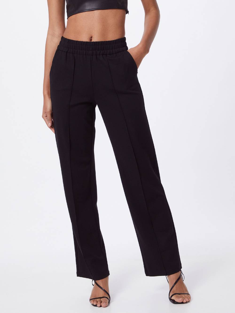 ONLY Wide leg Pleated Pants 'ONLPoptrash' in Black 50% Rabatt mit kostenlosem Versand