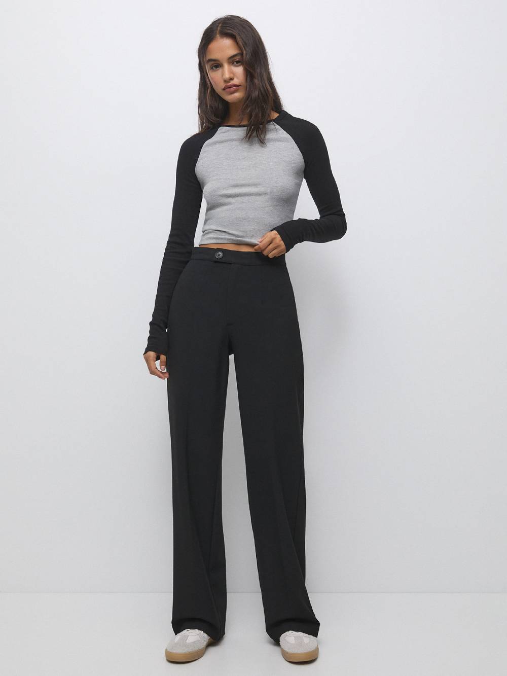 Pull&Bear Wide leg Pants in Black Hotsell