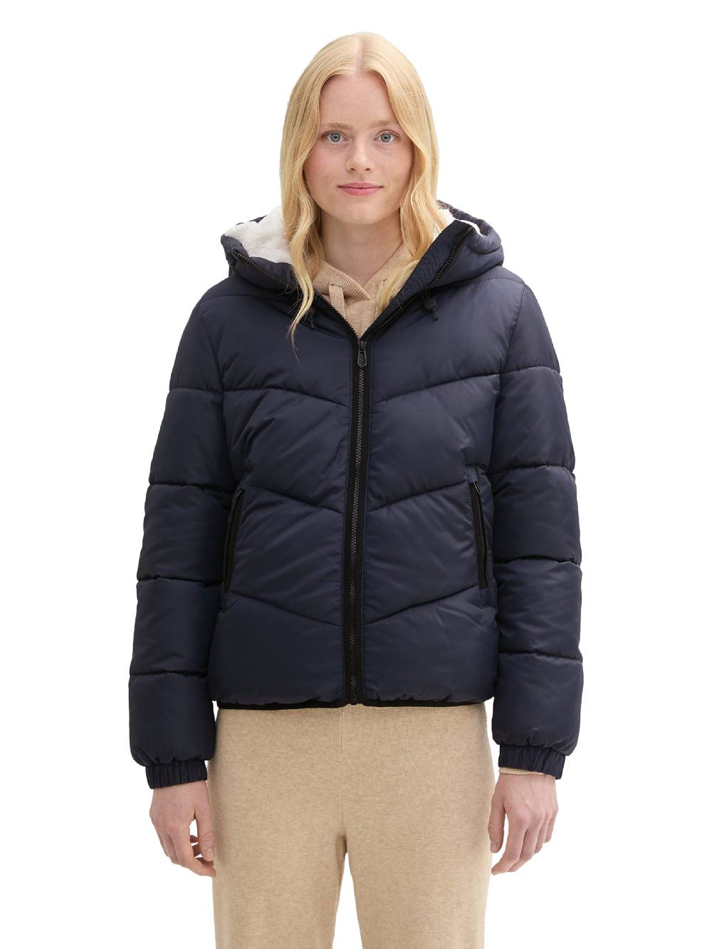 TOM TAILOR DENIM Winter Jacket in Dark Blue Heißer Verkauf