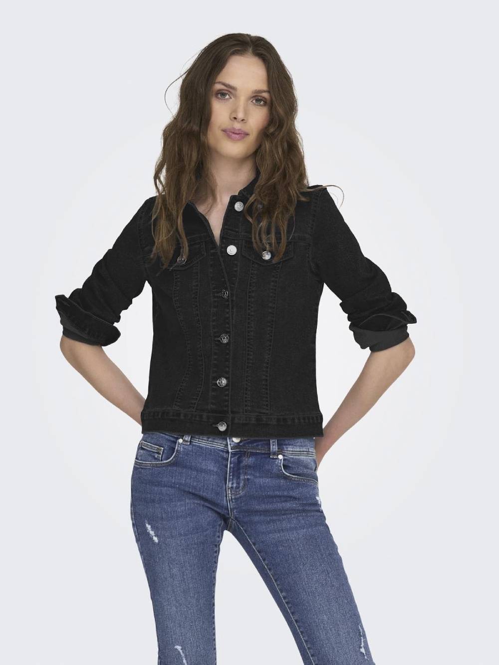 ONLY Between-Season Jacket 'MAGIC' in Mottled Black Große Rabatte