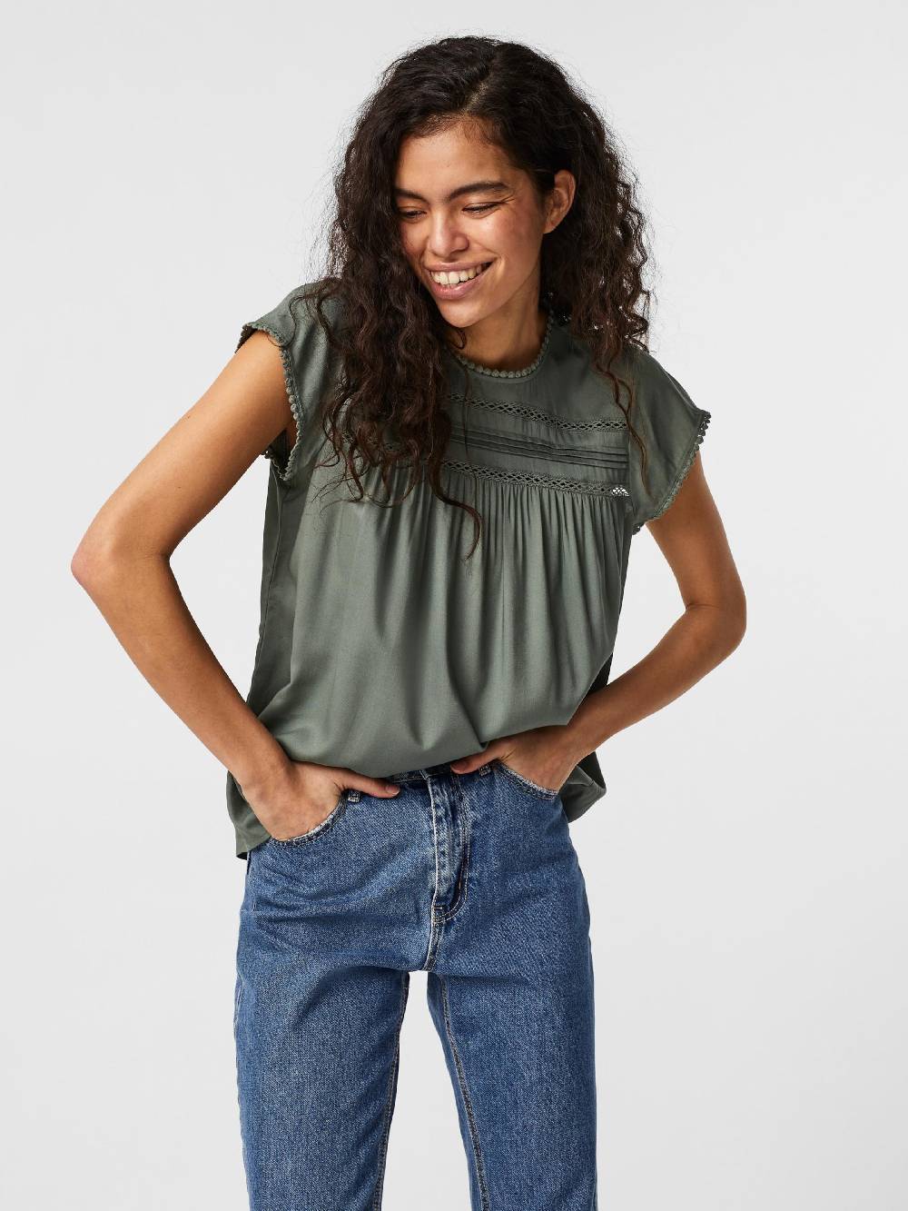 VERO MODA Blouse 'VMDebbie' in Green Tägliche Deals