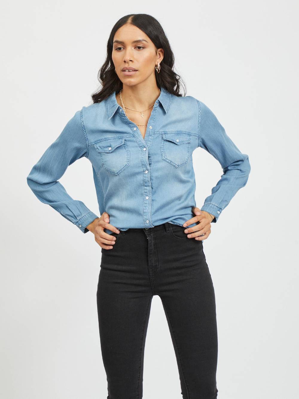 VILA Blouse 'Bista' in Light Blue Neueste Stile