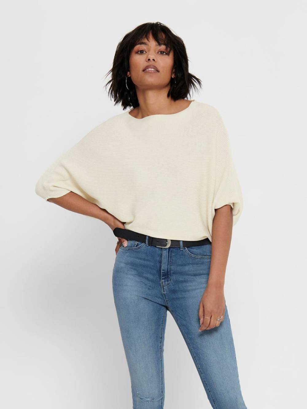 JDY Sweater 'JDYNew Behave' in Sand Saisonschlussverkauf