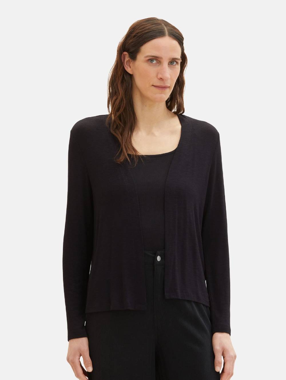 TOM TAILOR Knit Cardigan in Black Jubiläumsangebot